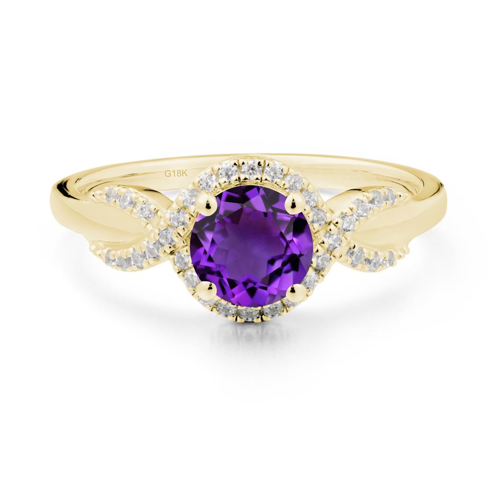 Twist Band Amethyst Engagement Ring - LUO Jewelry #metal_18k yellow gold