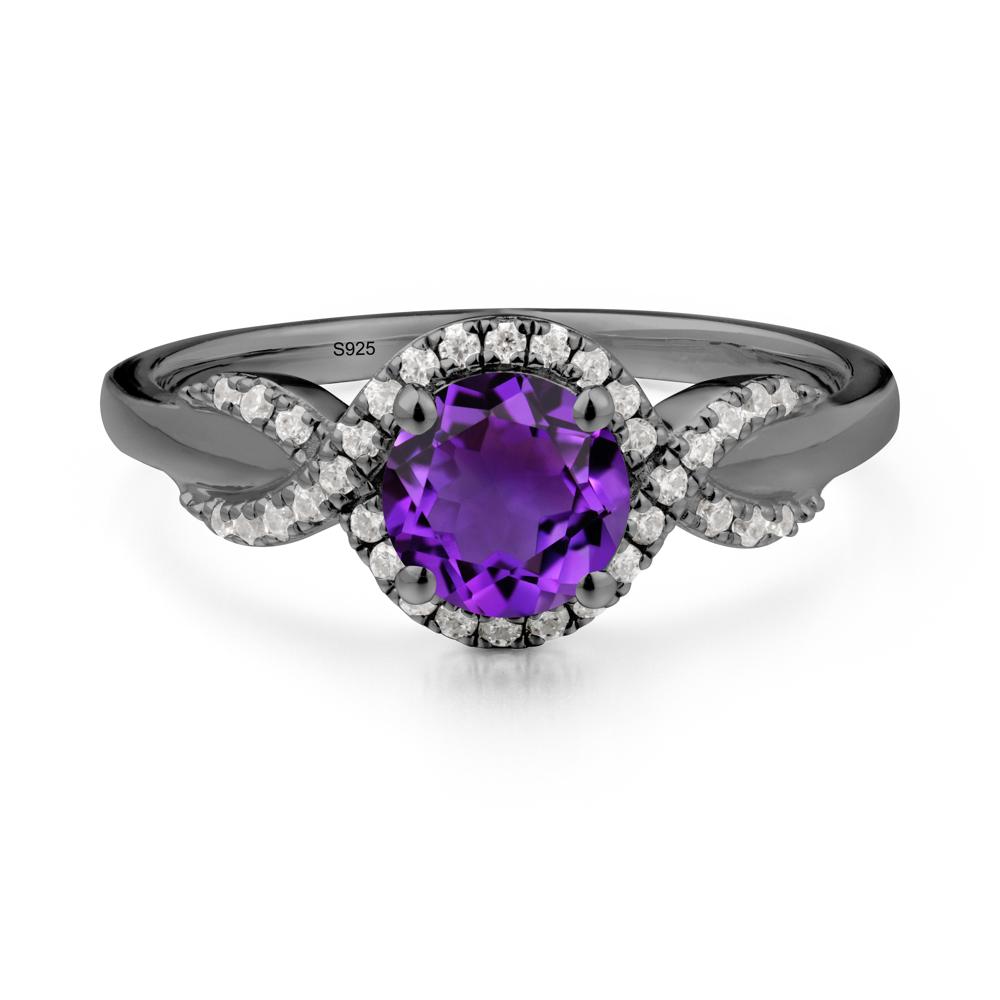 Twist Band Amethyst Engagement Ring - LUO Jewelry #metal_black finish sterling silver