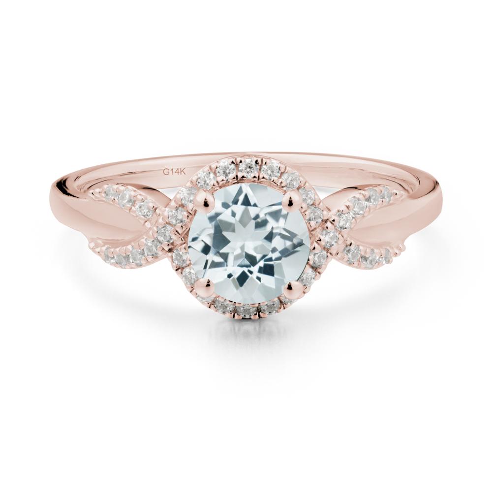 Twist Band Aquamarine Engagement Ring - LUO Jewelry #metal_14k rose gold