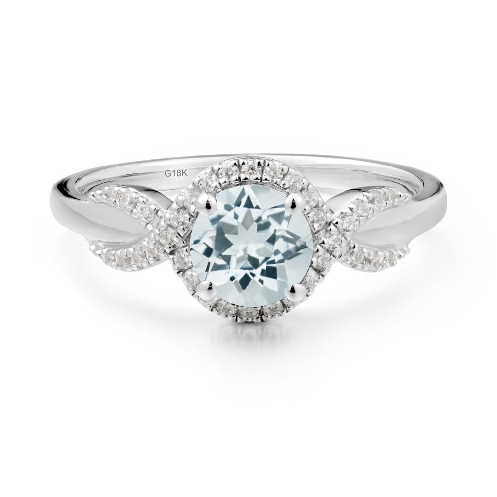 Twist Band Aquamarine Engagement Ring - LUO Jewelry #metal_18k white gold