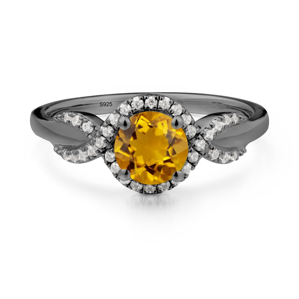 Twist Band Citrine Halo Ring - LUO Jewelry #metal_black finish sterling silver