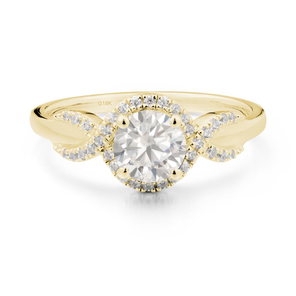 Twist Band Cubic Zirconia Halo Ring - LUO Jewelry #metal_18k yellow gold