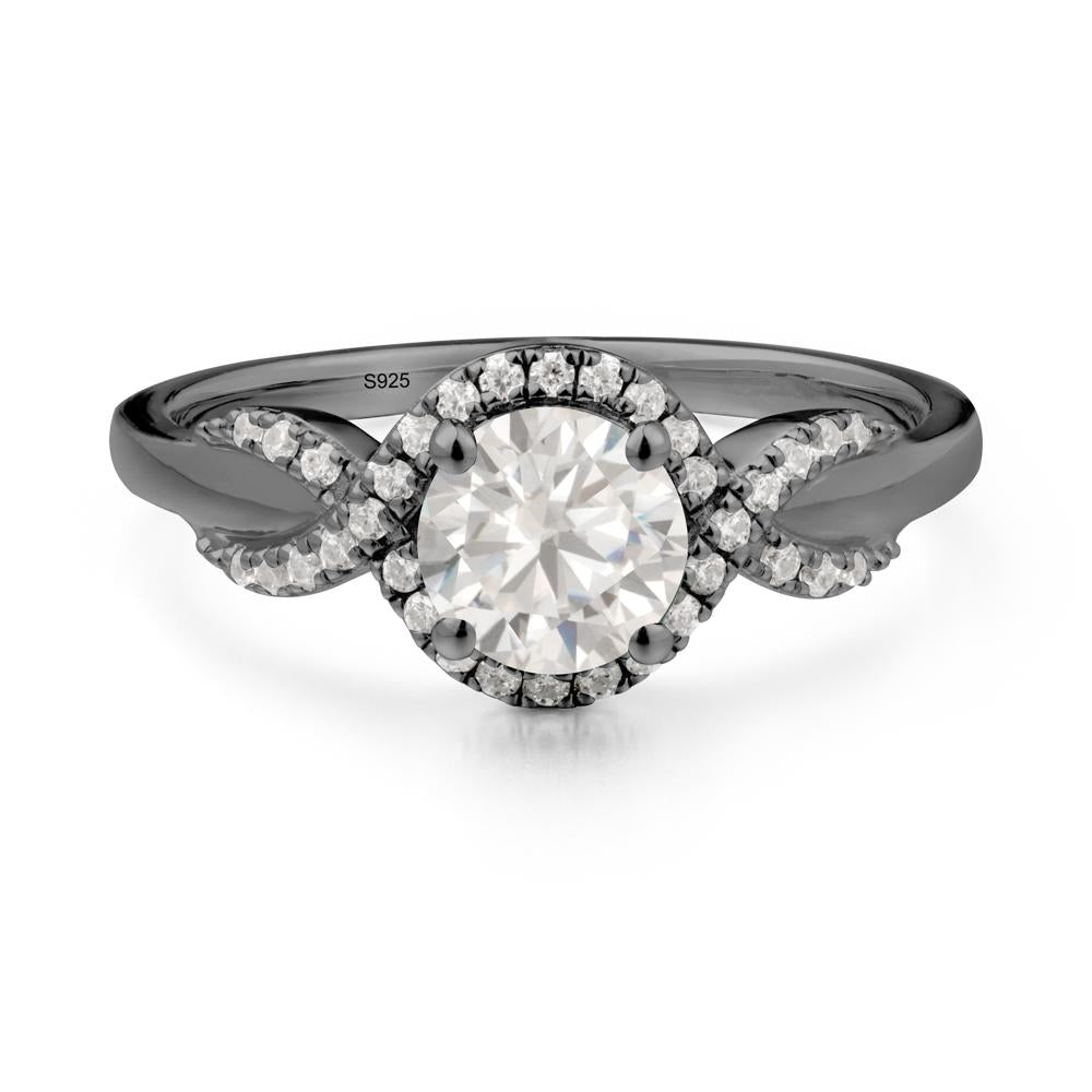 Twist Band Cubic Zirconia Halo Ring - LUO Jewelry #metal_black finish sterling silver