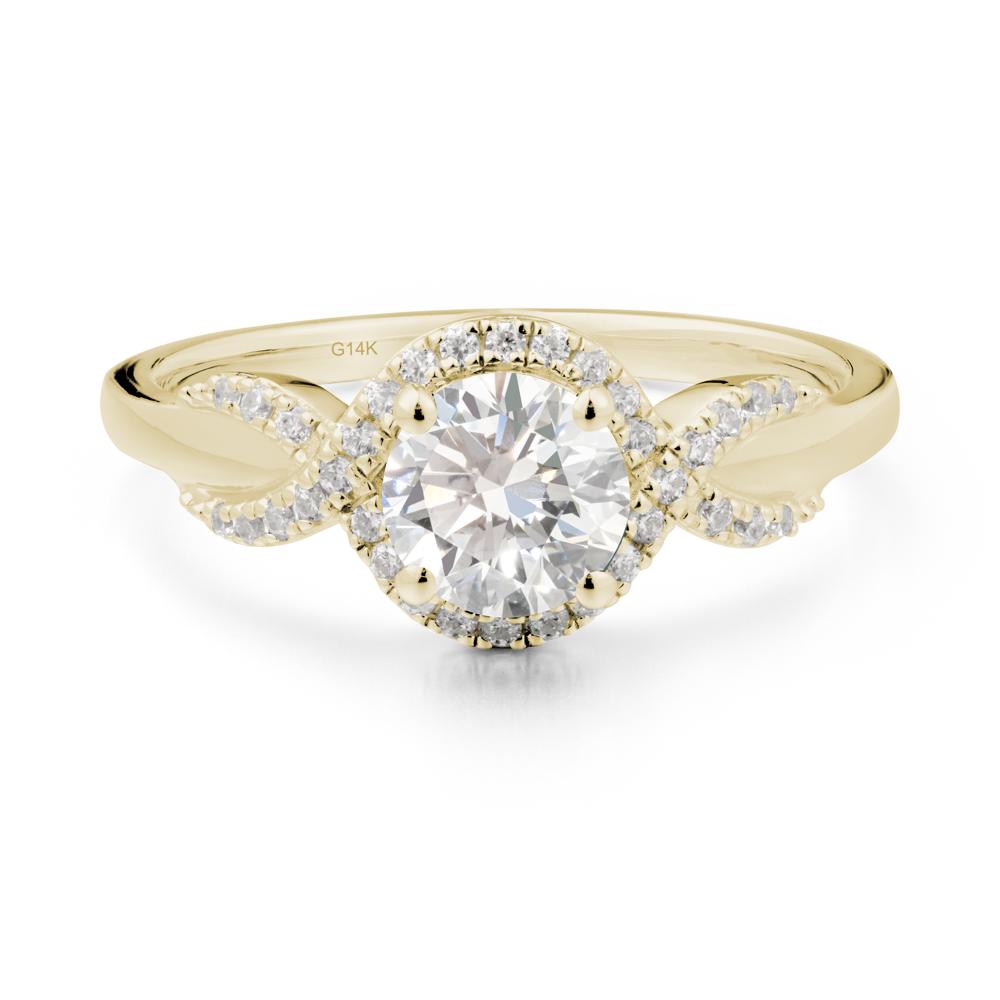 Twist Band Diamond Halo Ring - LUO Jewelry #metal_14k yellow gold