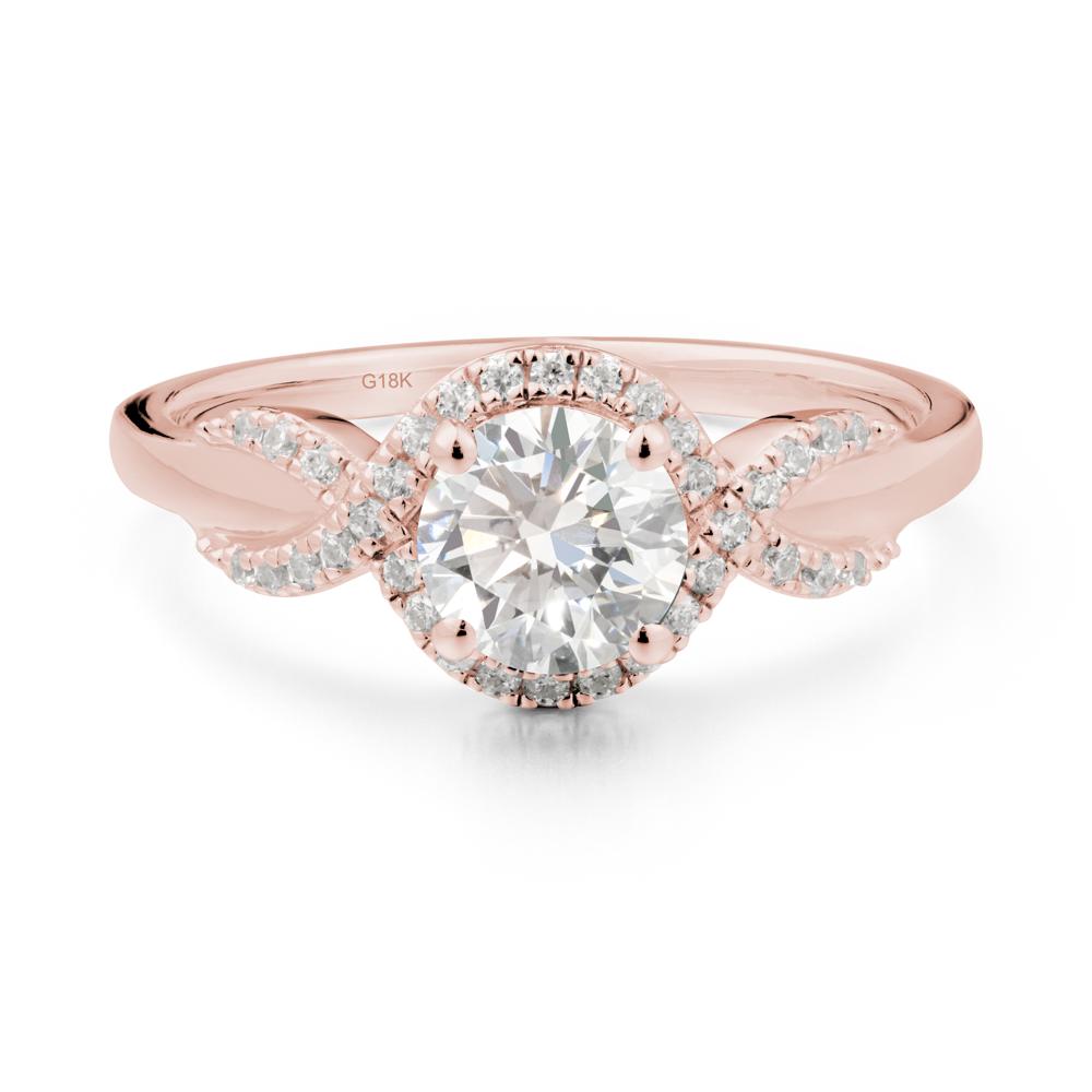 Twist Band Diamond Halo Ring - LUO Jewelry #metal_18k rose gold