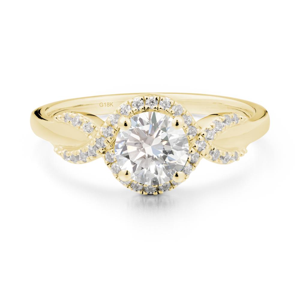 Twist Band Diamond Halo Ring - LUO Jewelry #metal_18k yellow gold