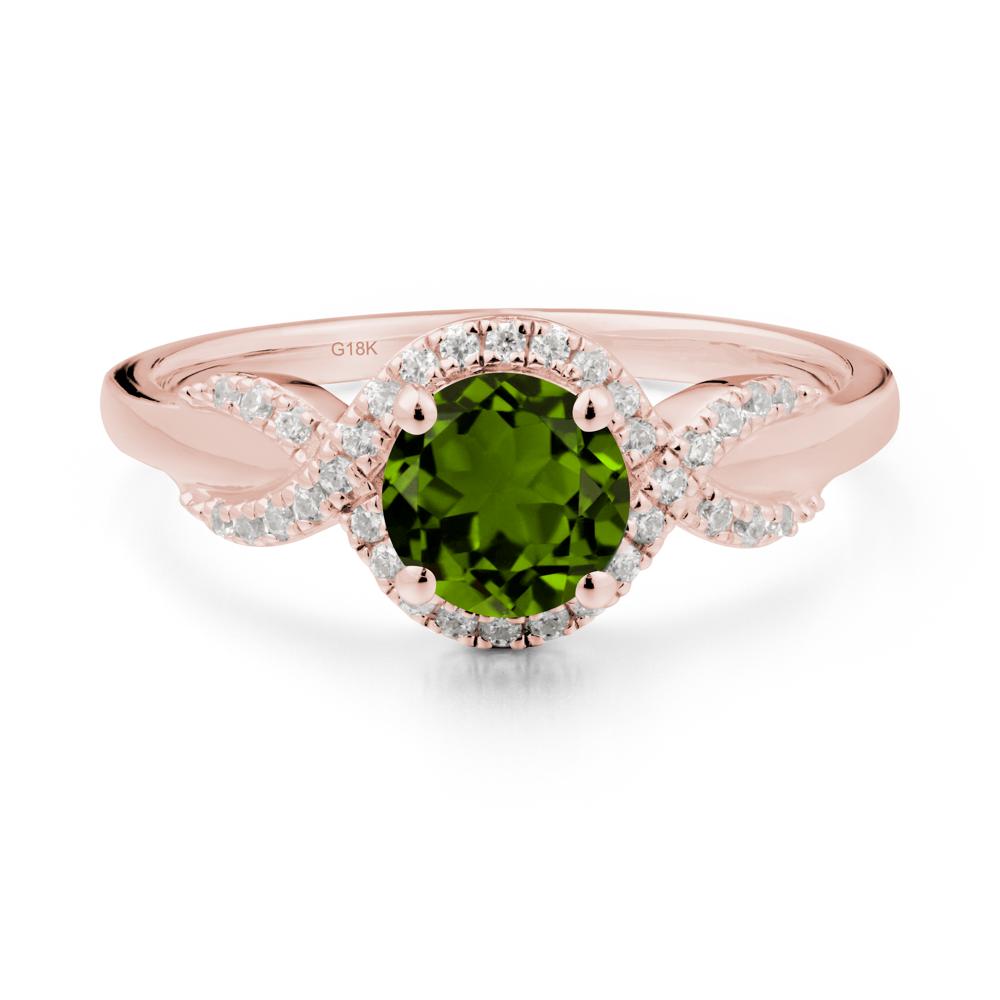 Twist Band Diopside Engagement Ring - LUO Jewelry #metal_18k rose gold
