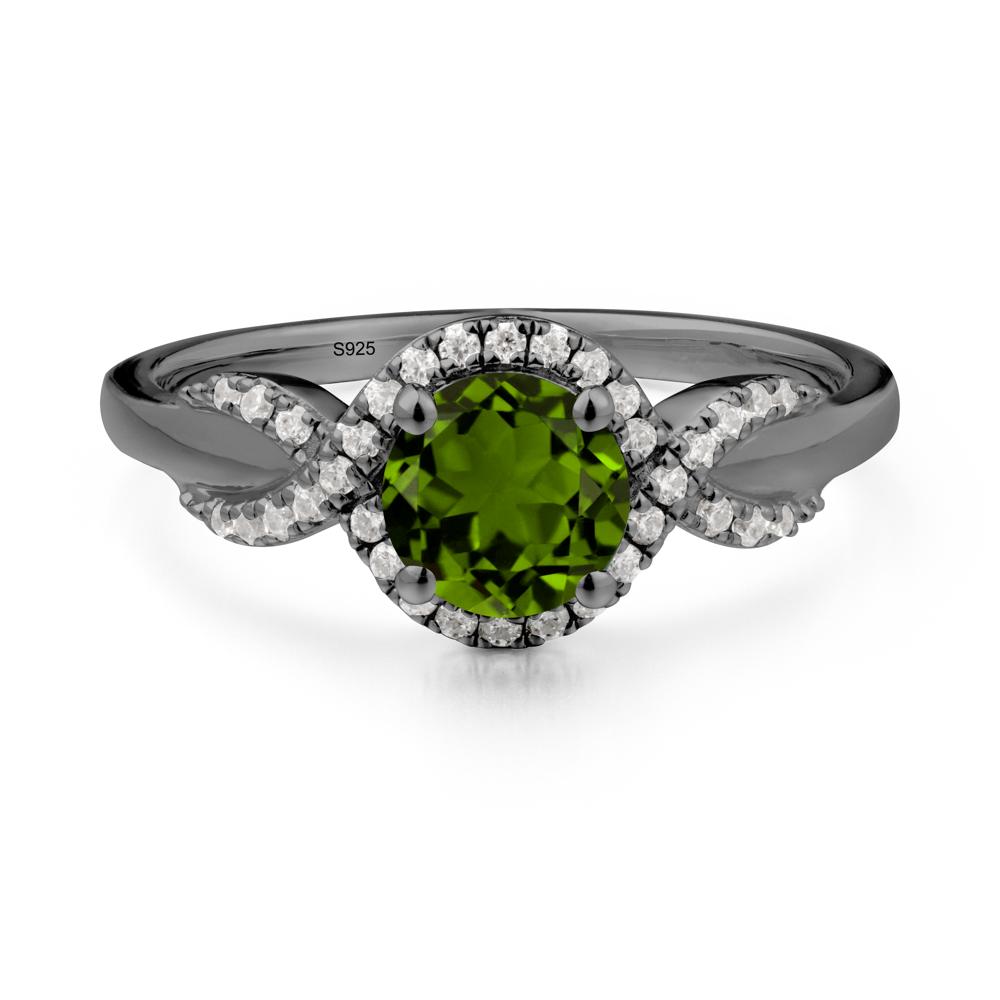 Twist Band Diopside Engagement Ring - LUO Jewelry #metal_black finish sterling silver