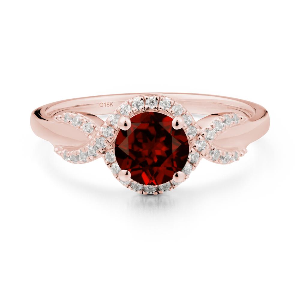 Round Garnet Halo Twist Ring - LUO Jewelry #metal_18k rose gold
