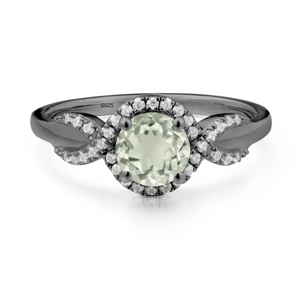 Twist Band Green Amethyst Halo Ring - LUO Jewelry #metal_black finish sterling silver