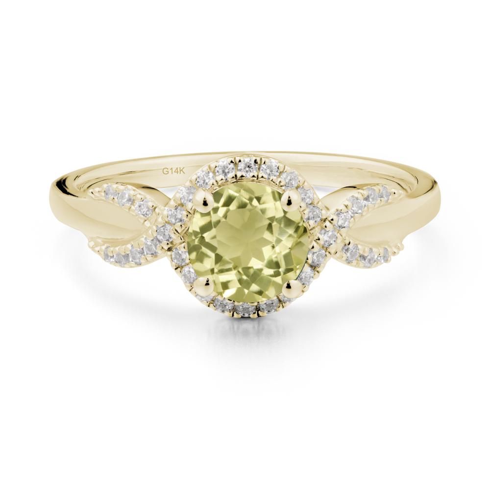 Twist Band Lemon Quartz Engagement Ring - LUO Jewelry #metal_14k yellow gold