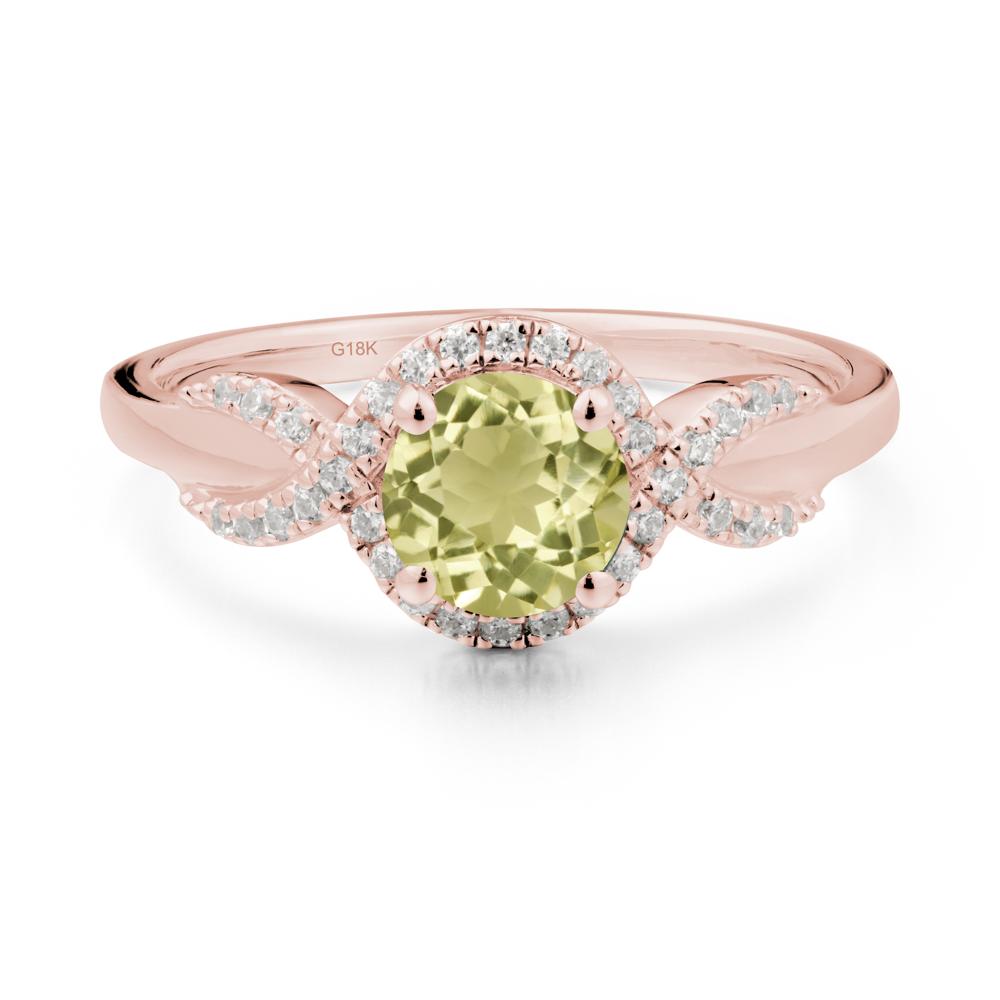 Twist Band Lemon Quartz Engagement Ring - LUO Jewelry #metal_18k rose gold