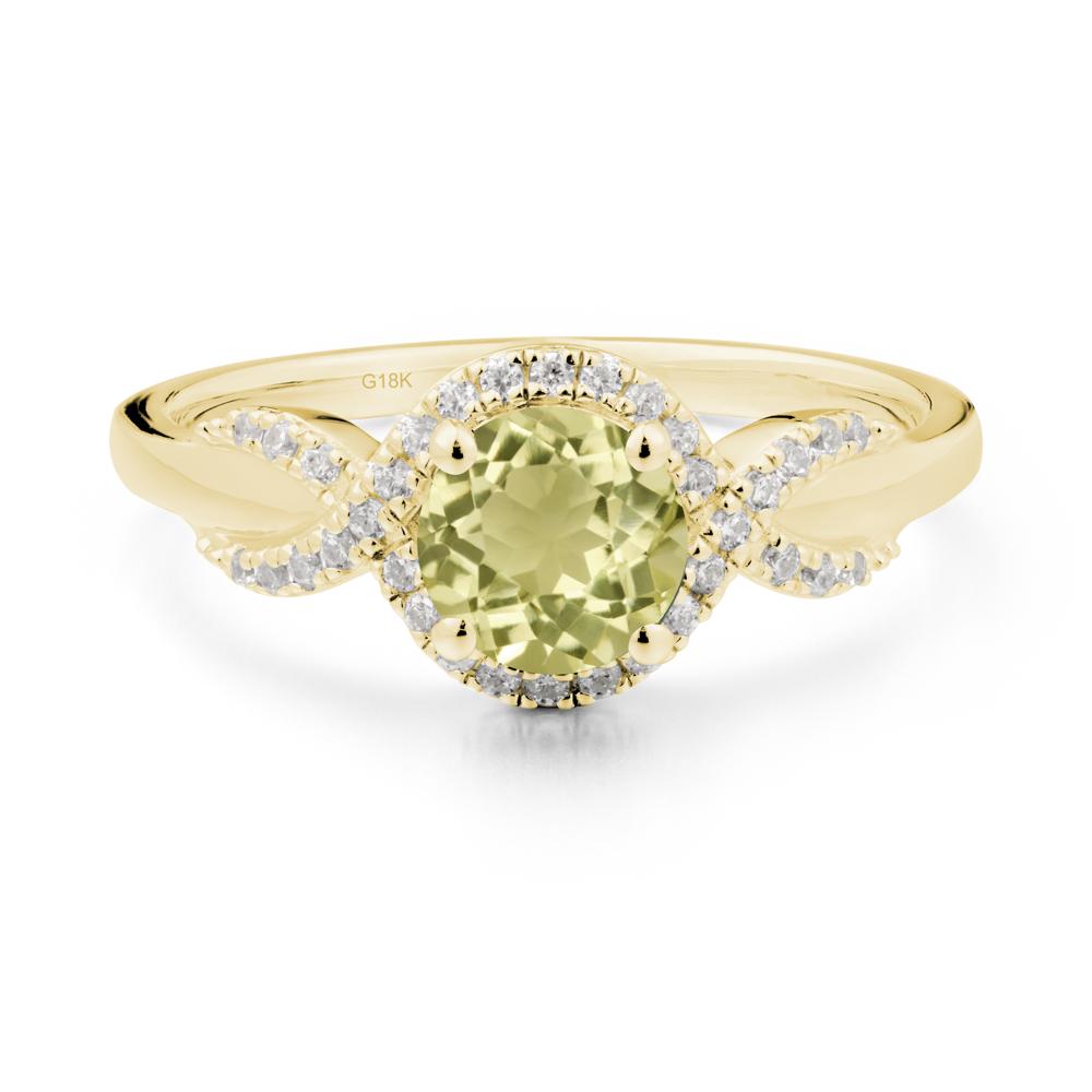 Twist Band Lemon Quartz Engagement Ring - LUO Jewelry #metal_18k yellow gold