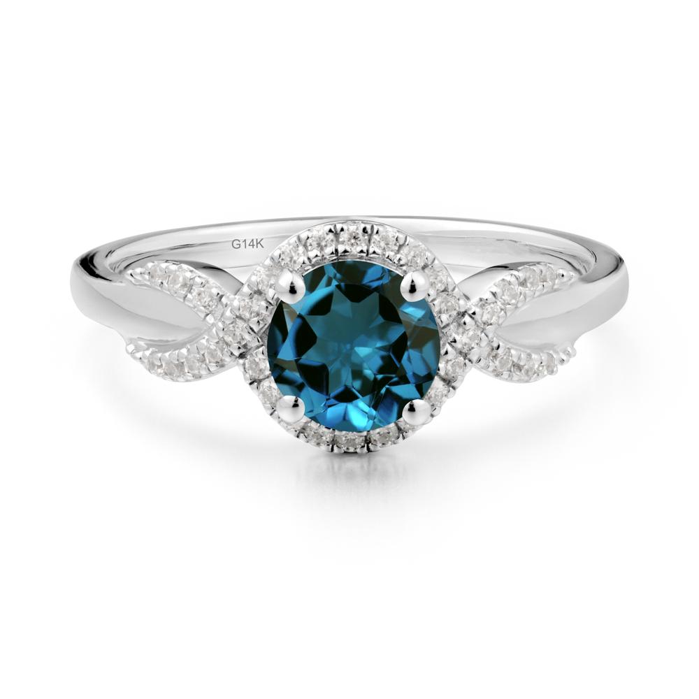 Twist Band London Blue Topaz Engagement Ring - LUO Jewelry #metal_14k white gold