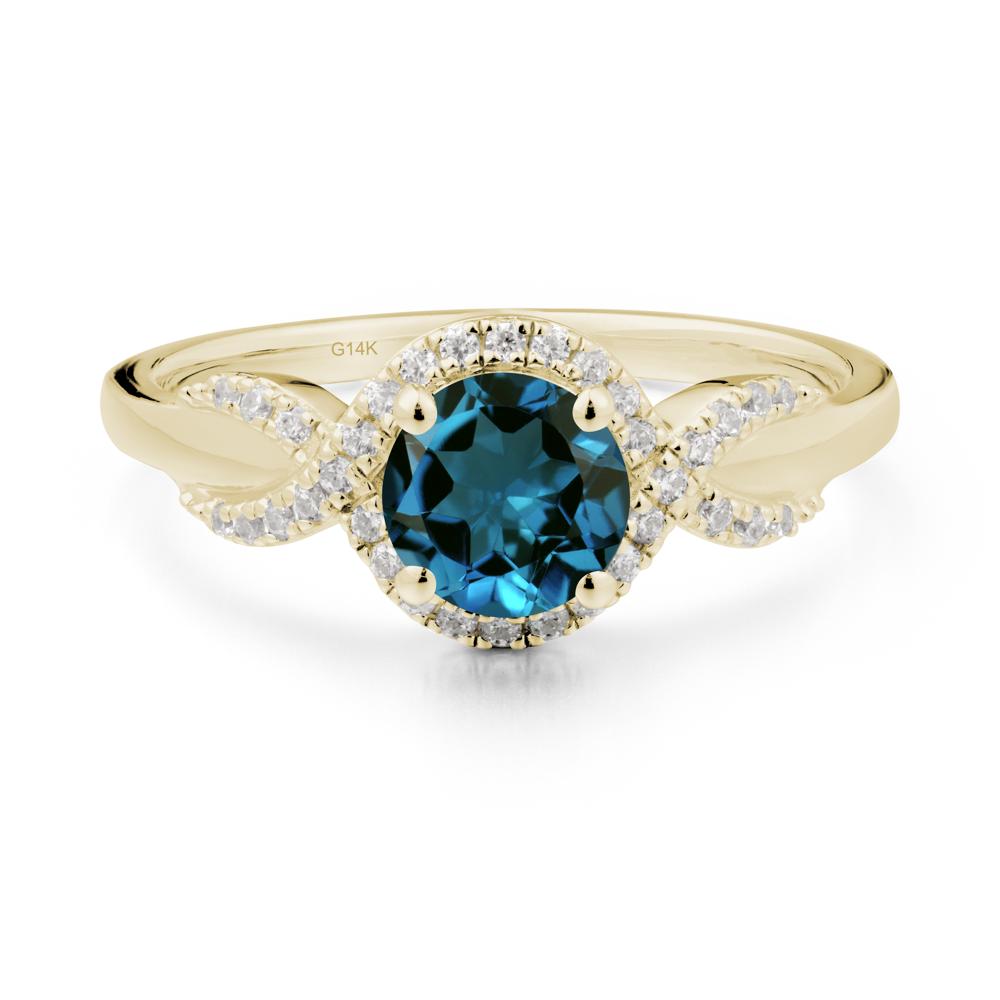 Twist Band London Blue Topaz Engagement Ring - LUO Jewelry #metal_14k yellow gold