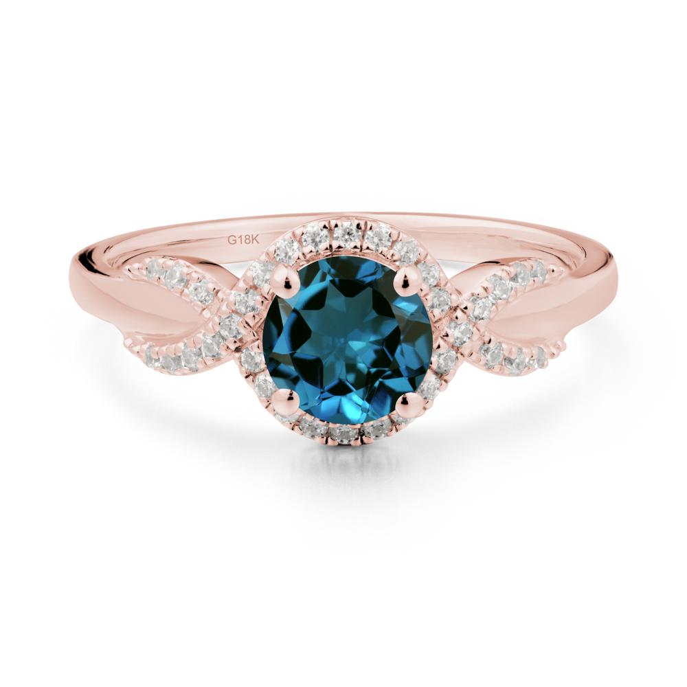 Twist Band London Blue Topaz Engagement Ring - LUO Jewelry #metal_18k rose gold