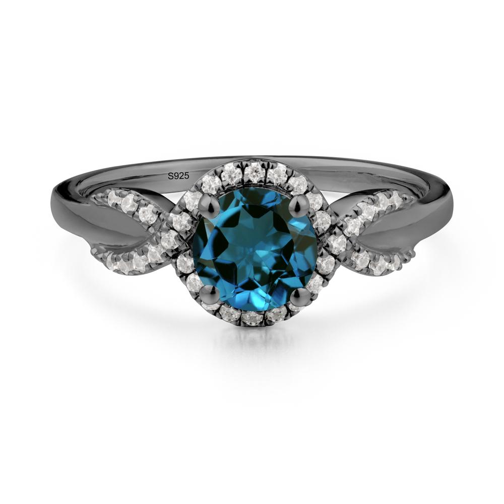 Twist Band London Blue Topaz Engagement Ring - LUO Jewelry #metal_black finish sterling silver