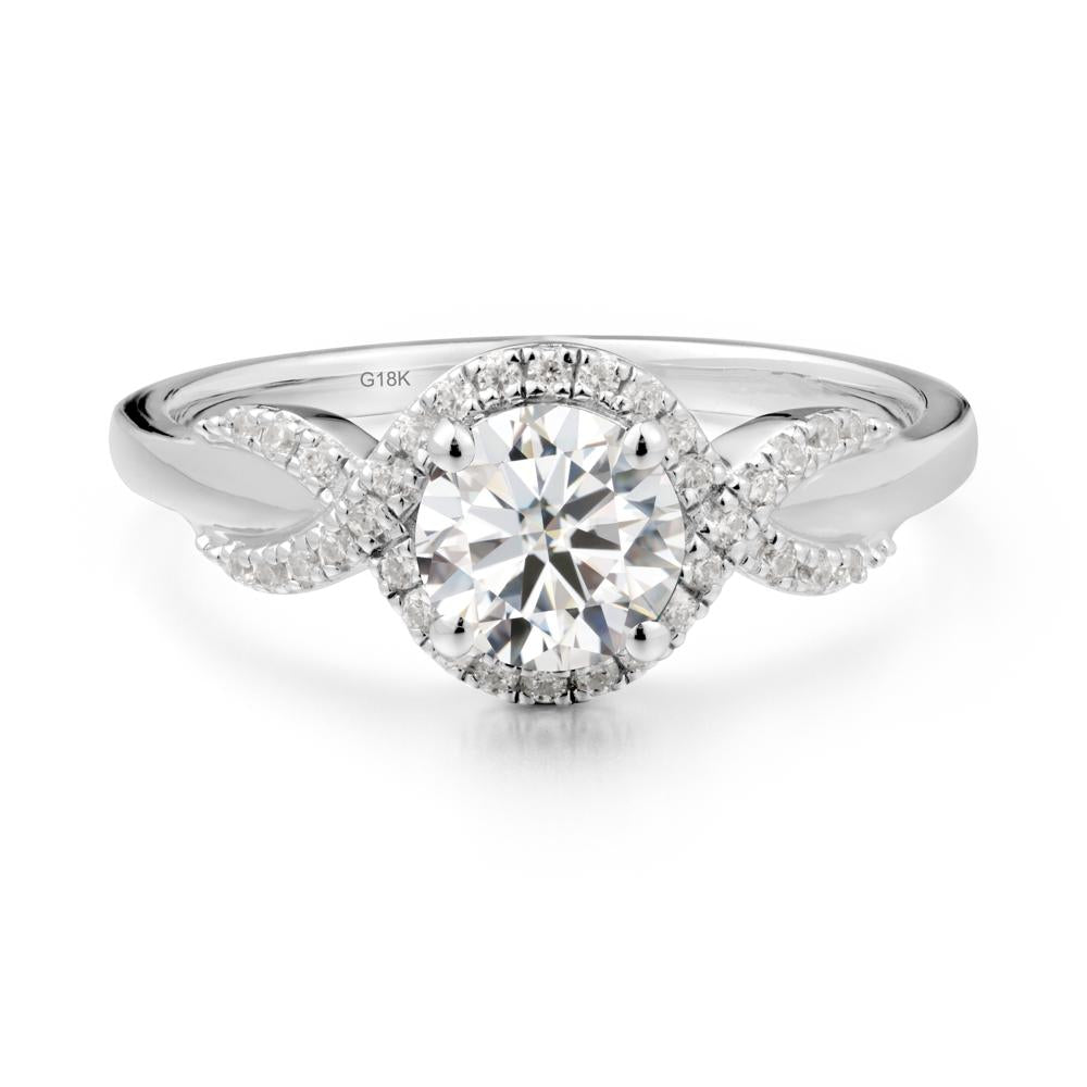 Twist Band Moissanite Engagement Ring - LUO Jewelry #metal_18k white gold