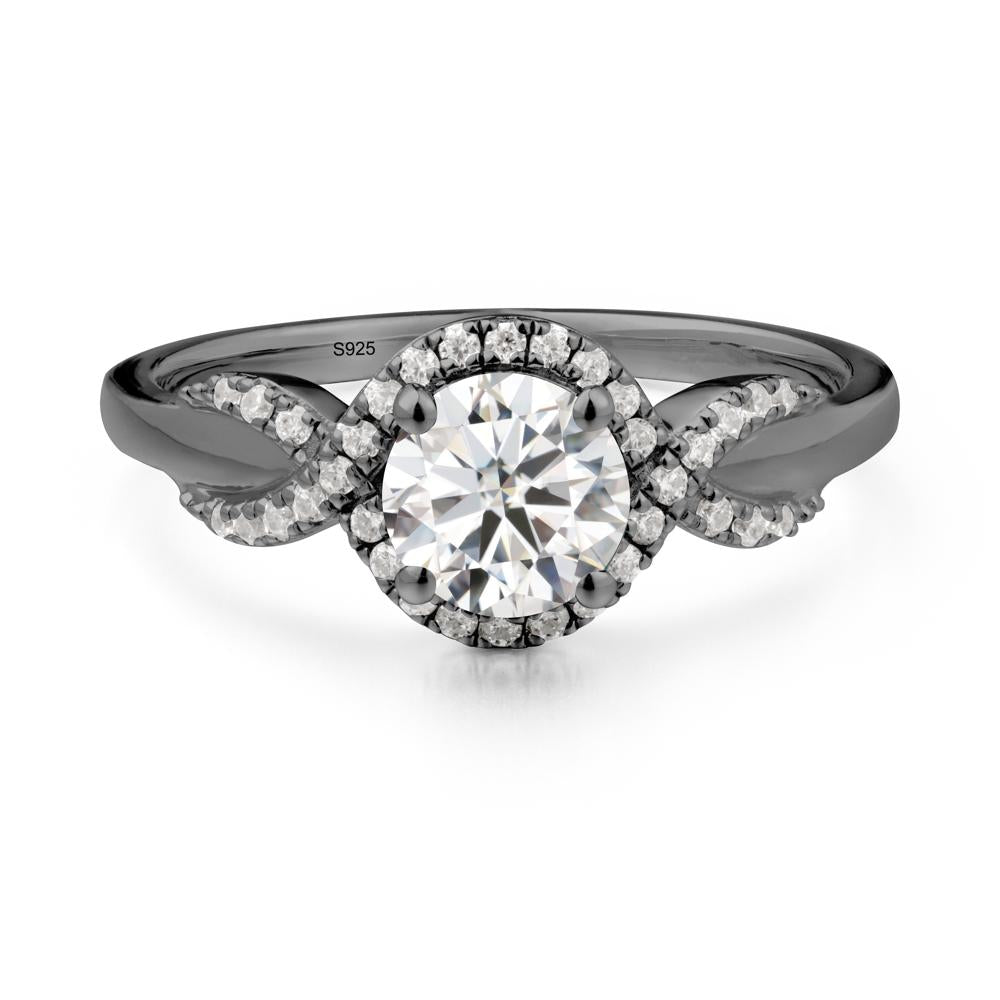 Twist Band Moissanite Engagement Ring - LUO Jewelry #metal_black finish sterling silver