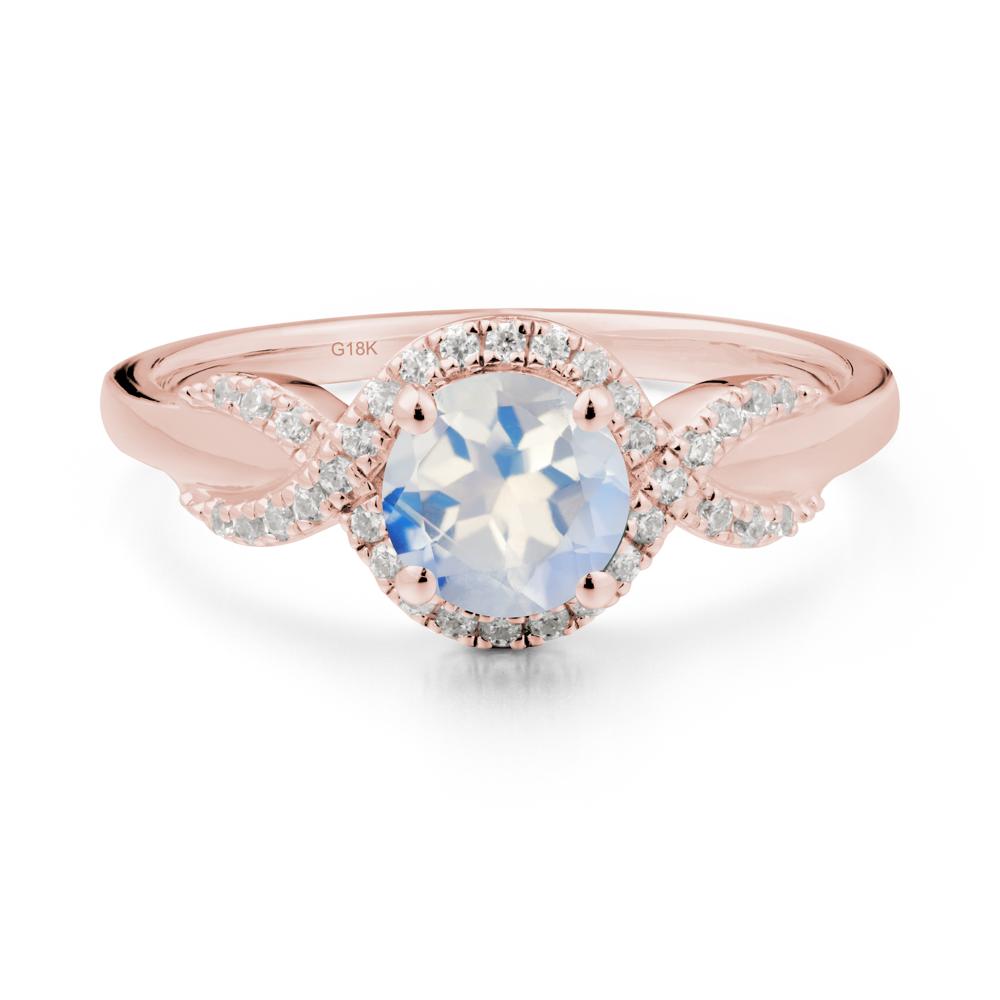 Twist Band Moonstone Halo Ring - LUO Jewelry #metal_18k rose gold