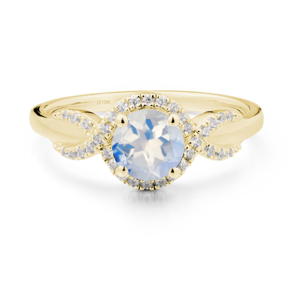 Twist Band Moonstone Halo Ring - LUO Jewelry #metal_18k yellow gold