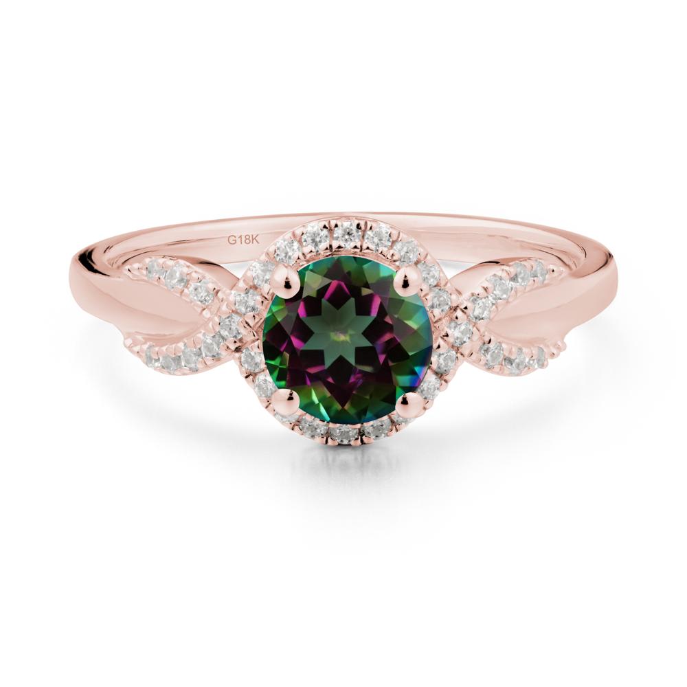 Round Mystic Topaz Halo Twist Ring - LUO Jewelry #metal_18k rose gold