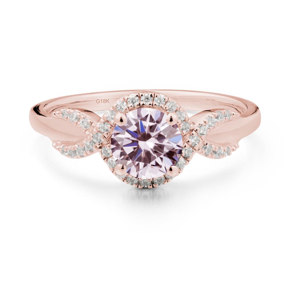 Round Pink Cubic Zirconia Halo Twist Ring - LUO Jewelry #metal_18k rose gold