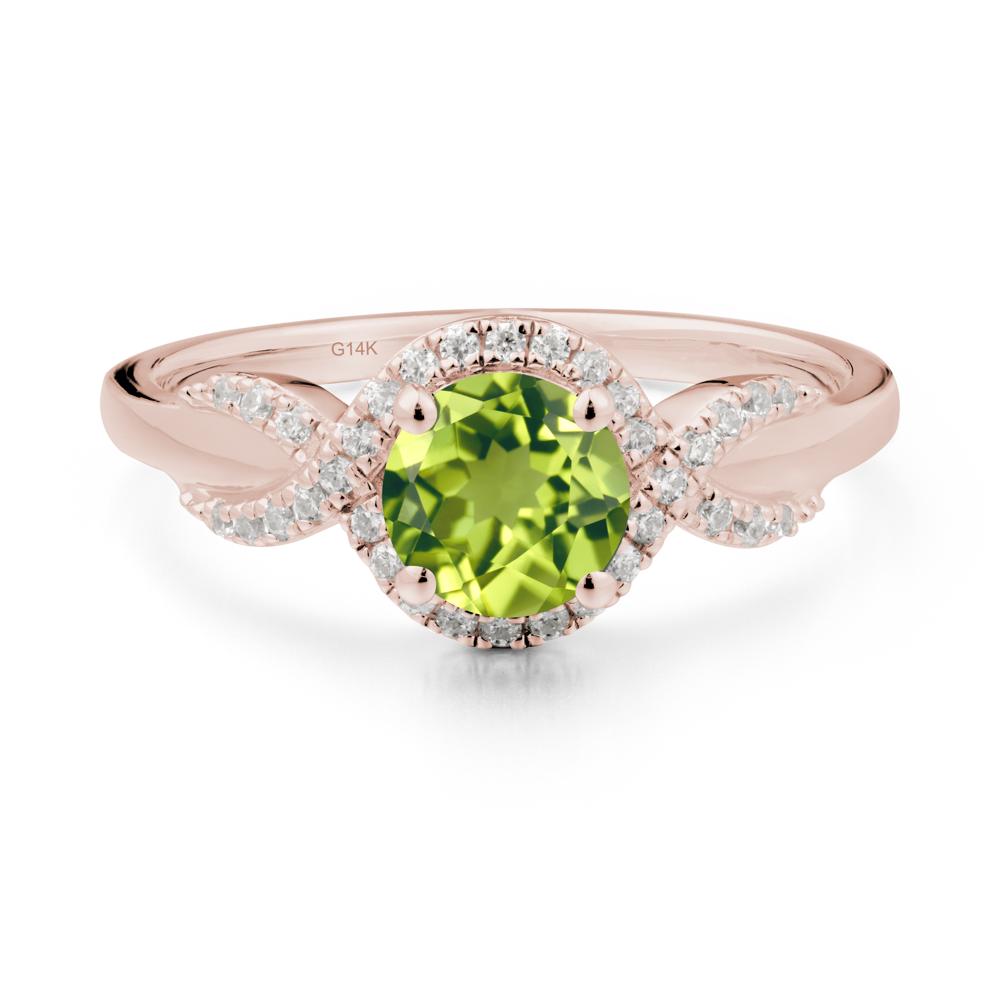 Twist Band Peridot Engagement Ring - LUO Jewelry #metal_14k rose gold
