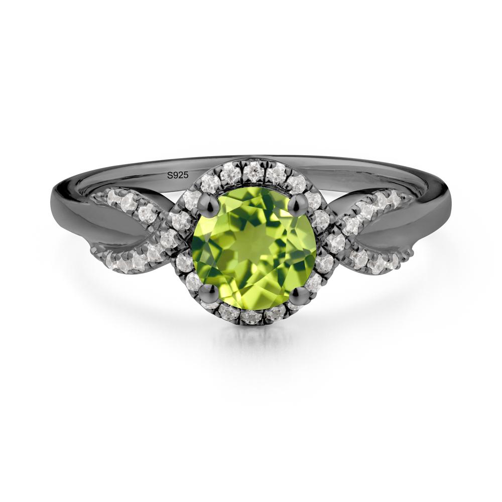 Twist Band Peridot Engagement Ring - LUO Jewelry #metal_black finish sterling silver