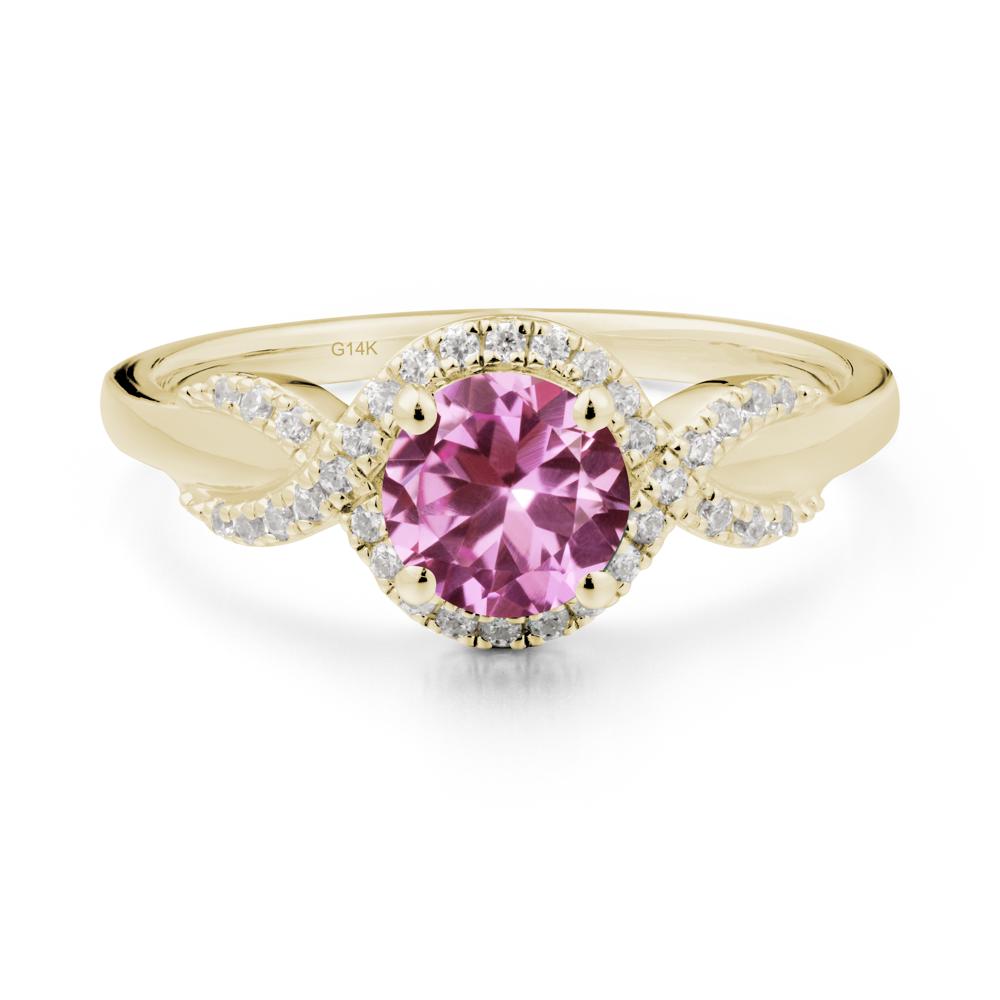 Twist Band Pink Sapphire Engagement Ring - LUO Jewelry #metal_14k yellow gold