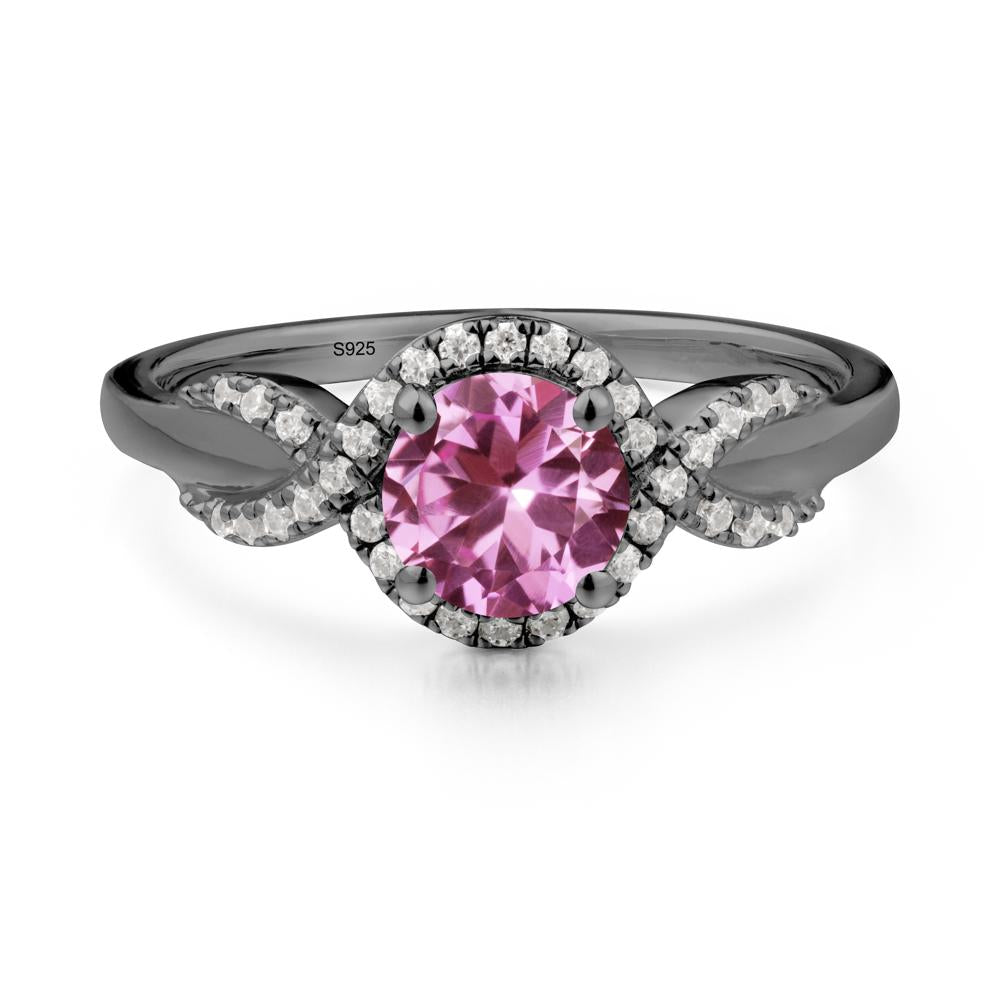 Twist Band Pink Sapphire Engagement Ring - LUO Jewelry #metal_black finish sterling silver