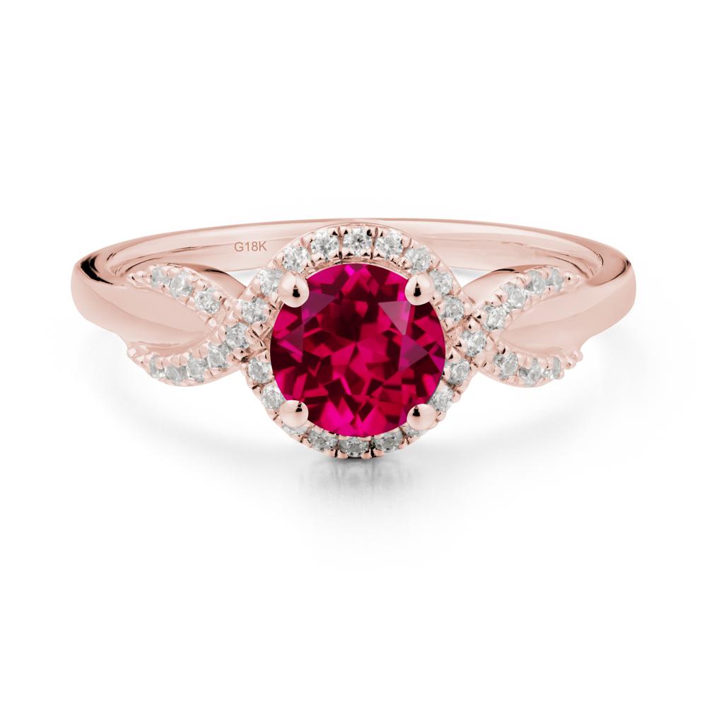 Twist Band Ruby Halo Ring - LUO Jewelry #metal_18k rose gold