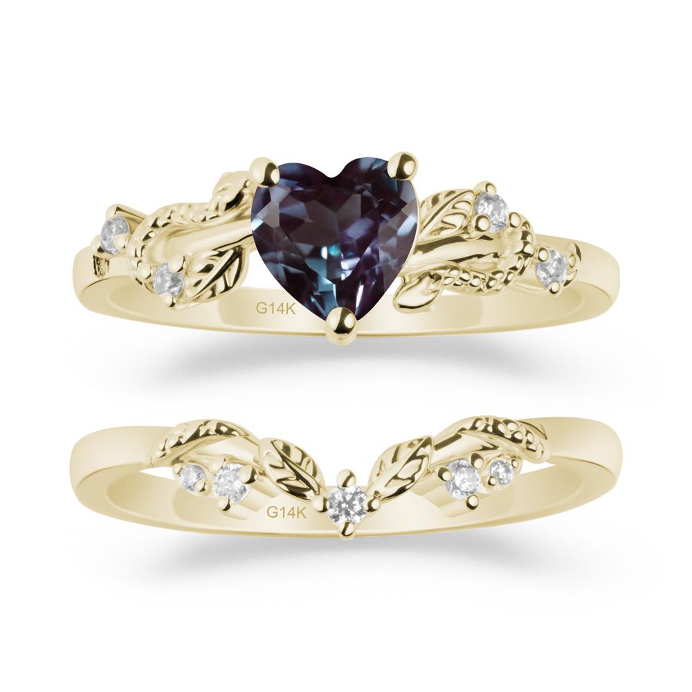 Heart Shaped Alexandrite Bridal Set - LUO Jewelry #metal_xxxxx