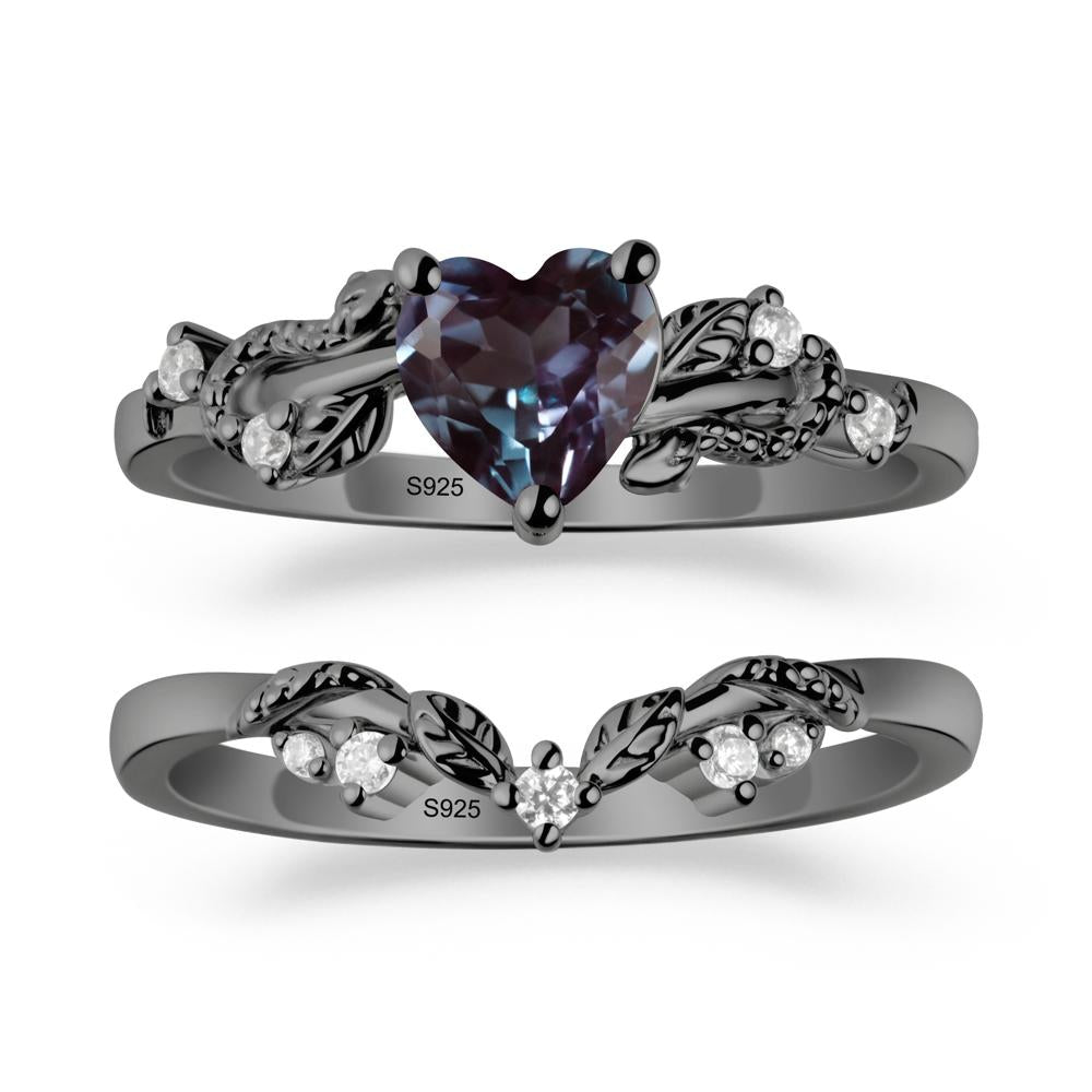 Heart Shaped Alexandrite Bridal Set - LUO Jewelry #metal_xxxxx