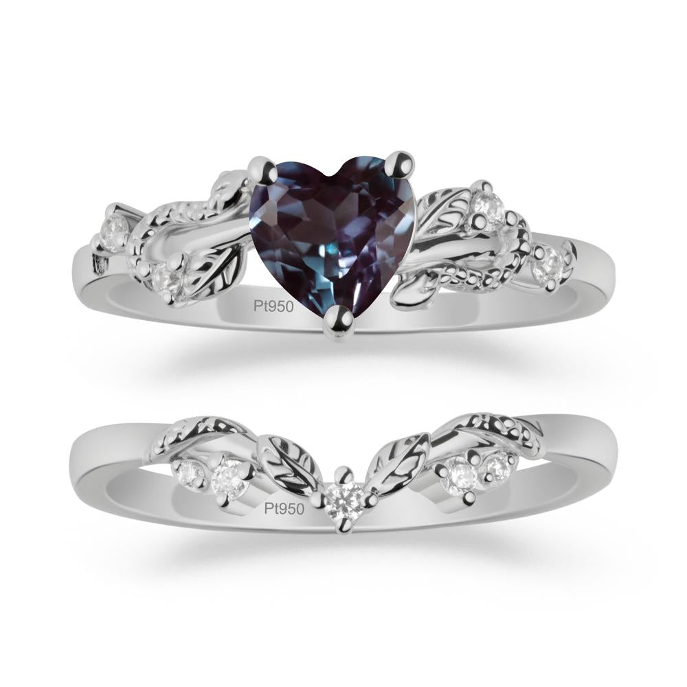 Heart Shaped Alexandrite Bridal Set - LUO Jewelry #metal_xxxxx