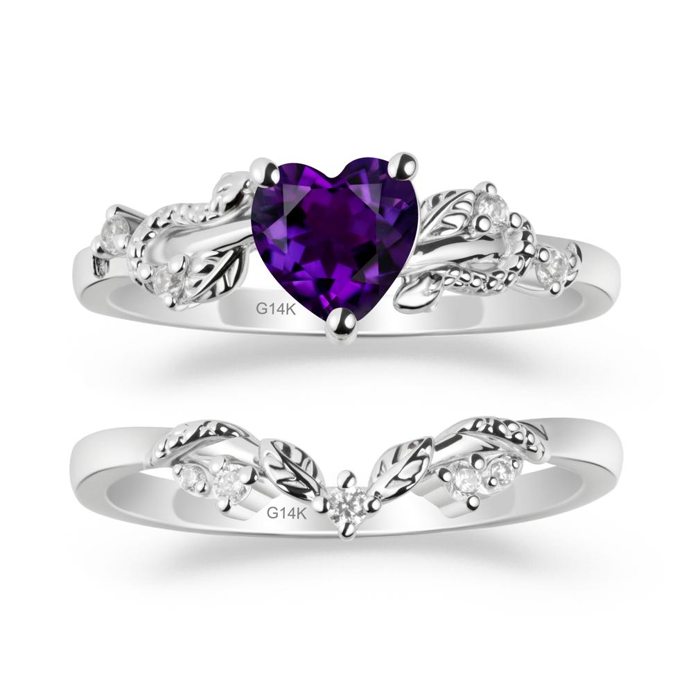 Leaf Design Amethyst Ring Set - LUO Jewelry #metal_xxxxx