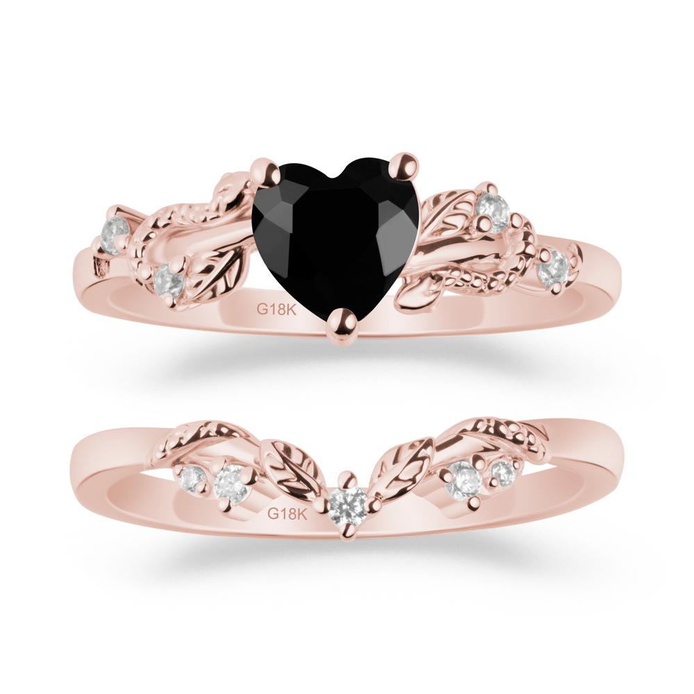 Heart Shaped Black Spinel Bridal Set - LUO Jewelry #metal_xxxxx