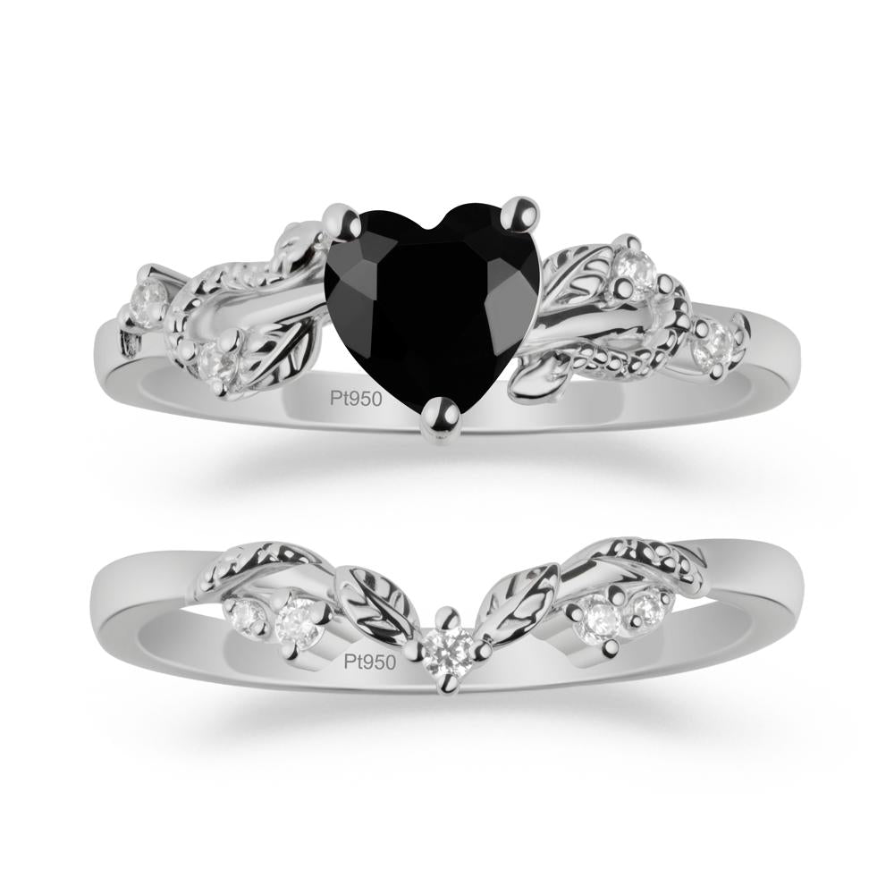 Heart Shaped Black Spinel Bridal Set - LUO Jewelry #metal_xxxxx