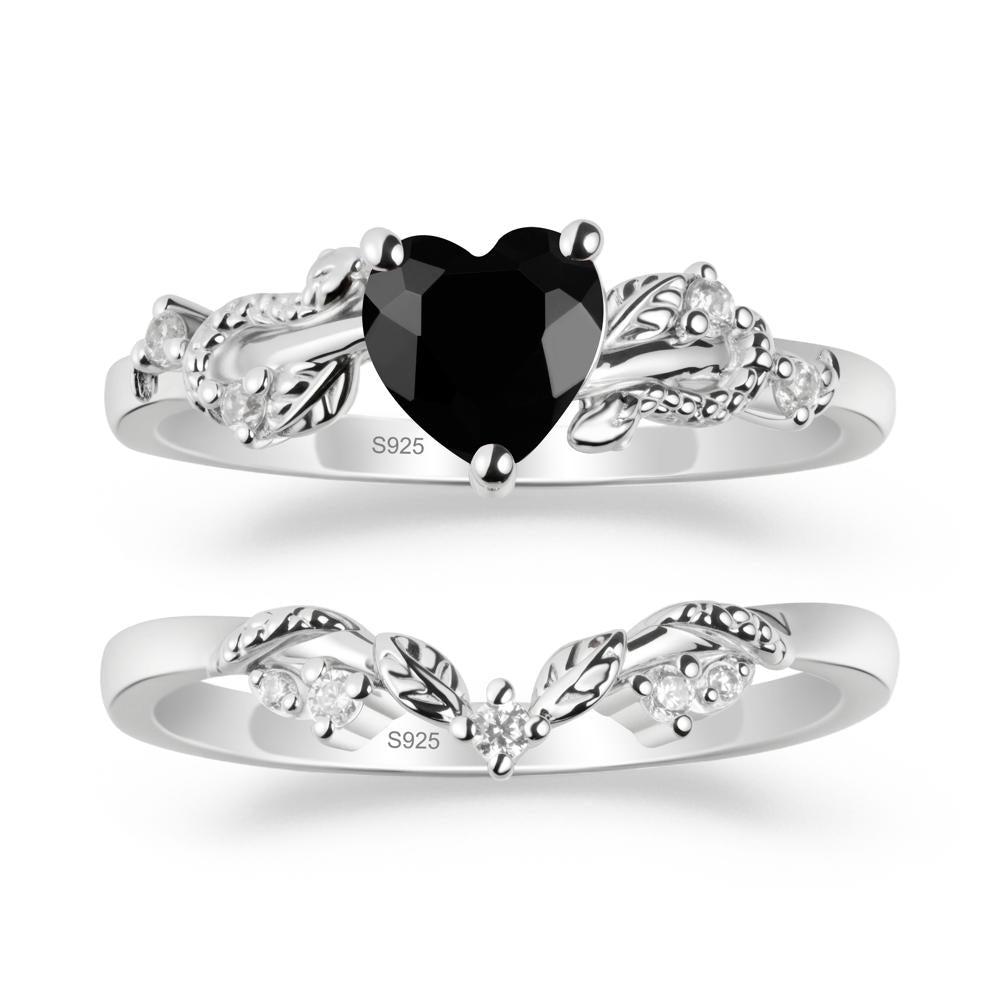 Heart Shaped Black Spinel Bridal Set - LUO Jewelry #metal_xxxxx