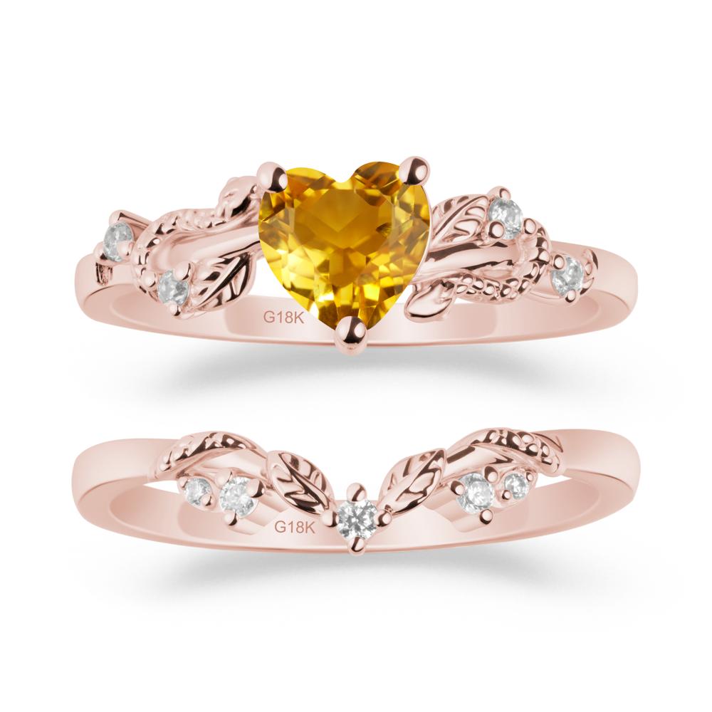 Leaf Design Citrine Ring Set - LUO Jewelry #metal_xxxxx