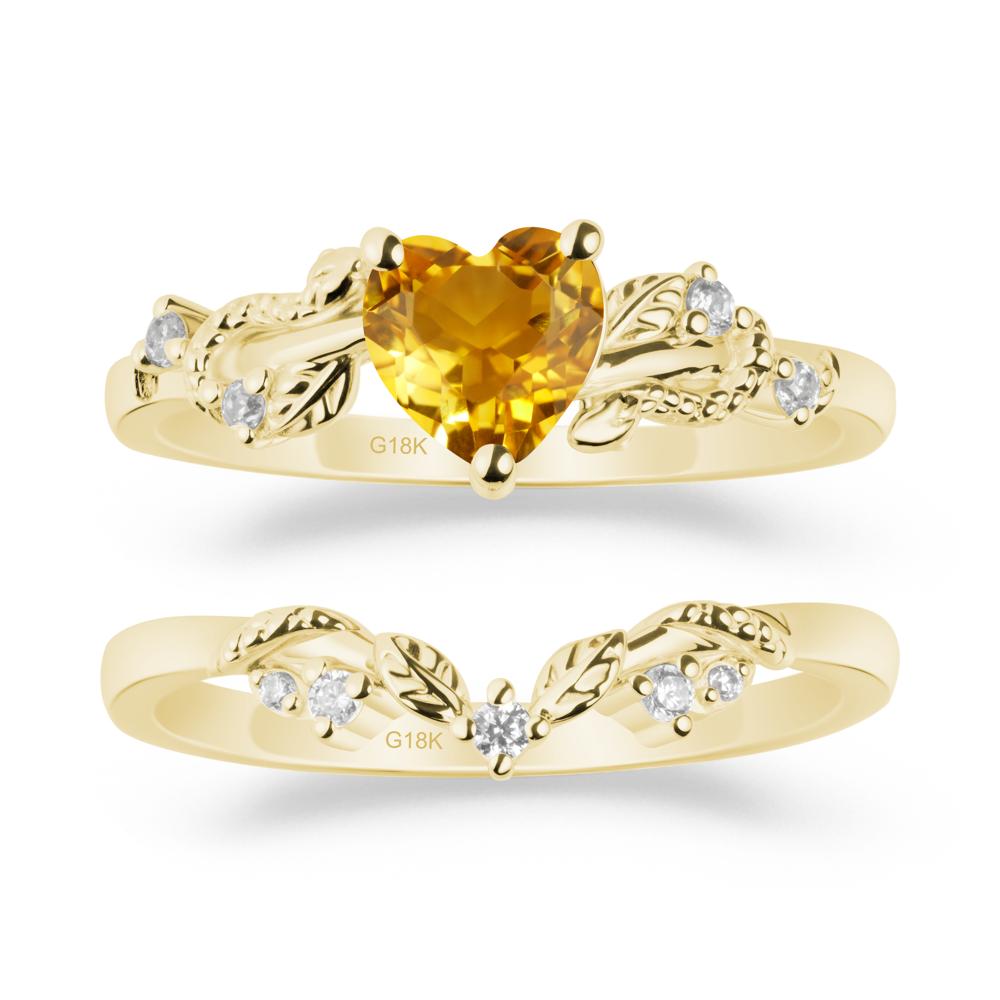 Leaf Design Citrine Ring Set - LUO Jewelry #metal_xxxxx