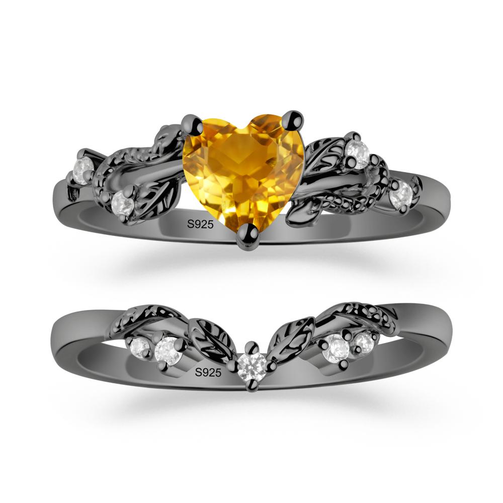 Leaf Design Citrine Ring Set - LUO Jewelry #metal_xxxxx