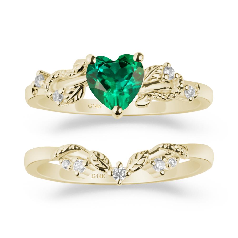 Heart Shaped Emerald Bridal Set - LUO Jewelry #metal_xxxxx
