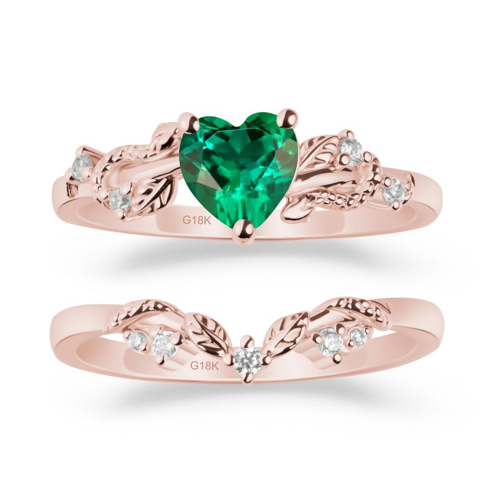 Heart Shaped Emerald Bridal Set - LUO Jewelry #metal_xxxxx