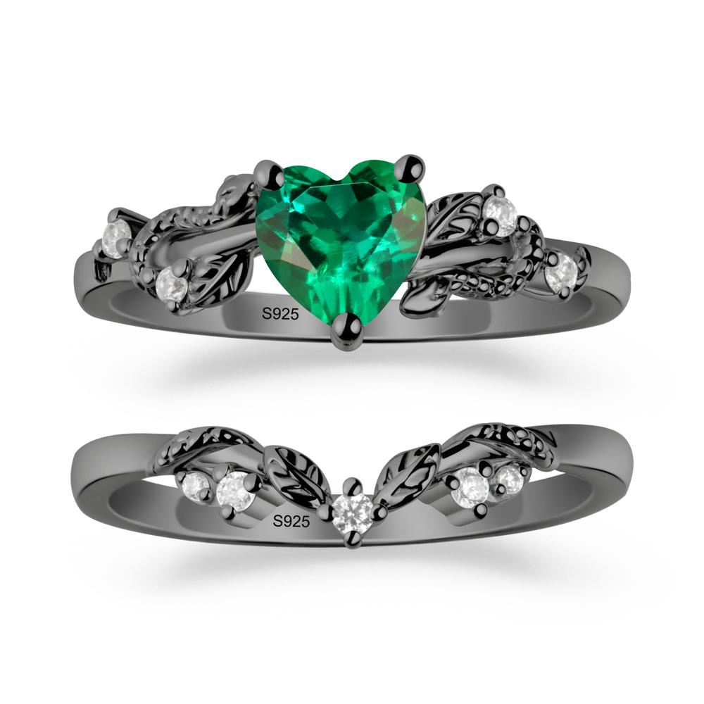 Heart Shaped Emerald Bridal Set - LUO Jewelry #metal_xxxxx
