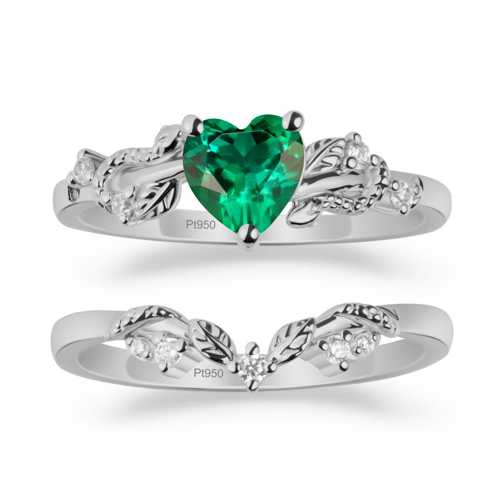 Heart Shaped Emerald Bridal Set - LUO Jewelry #metal_xxxxx