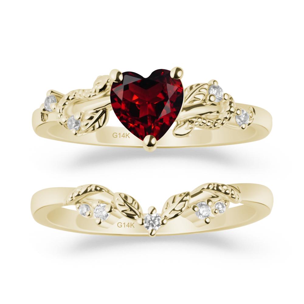 Leaf Design Garnet Ring Set - LUO Jewelry #metal_xxxxx