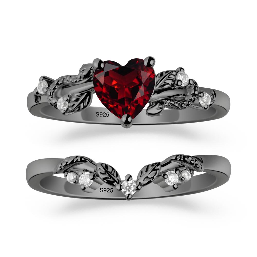 Leaf Design Garnet Ring Set - LUO Jewelry #metal_xxxxx