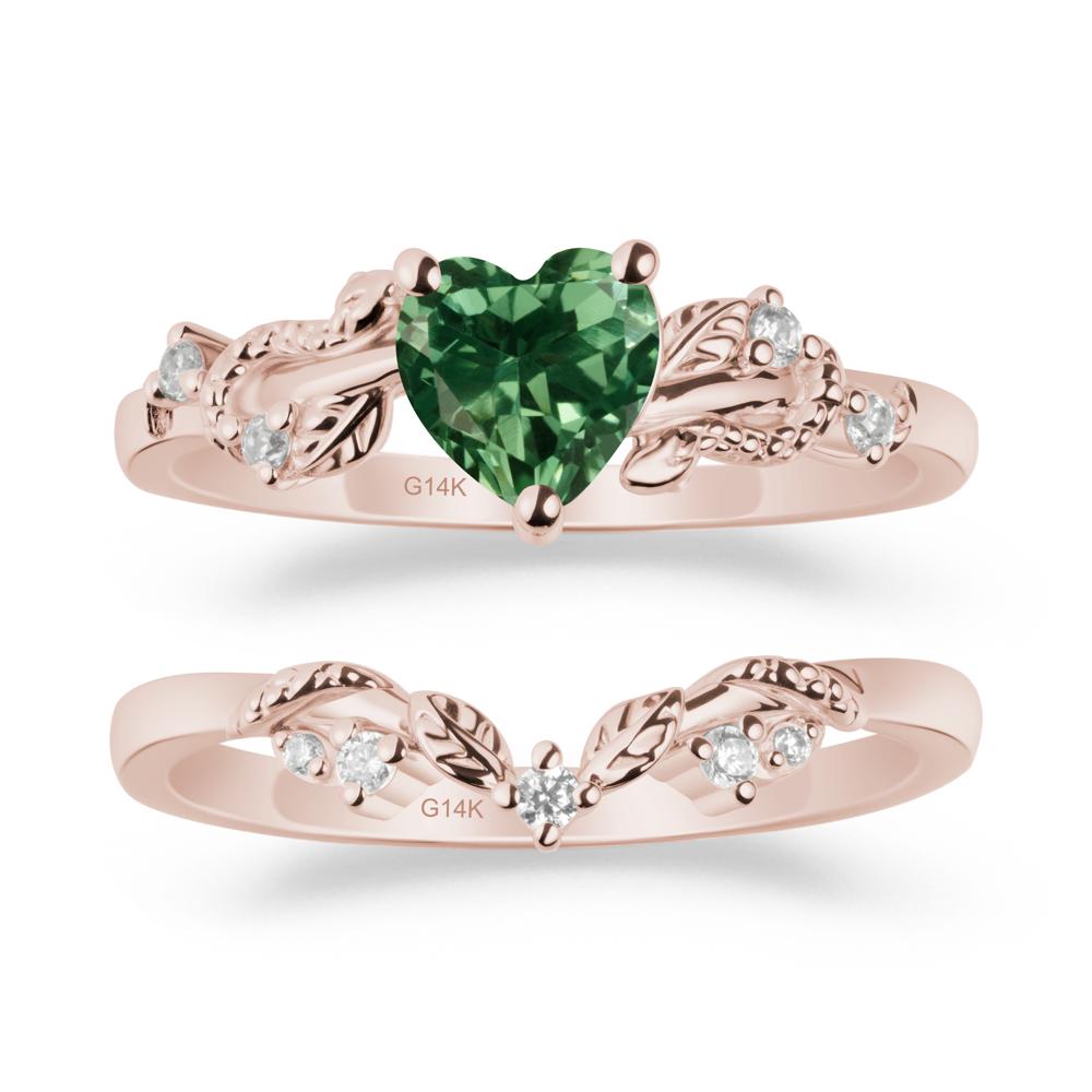 Heart Shaped Green Sapphire Bridal Set - LUO Jewelry #metal_xxxxx