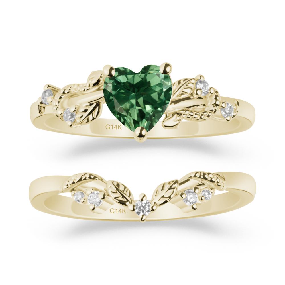 Heart Shaped Green Sapphire Bridal Set - LUO Jewelry #metal_xxxxx